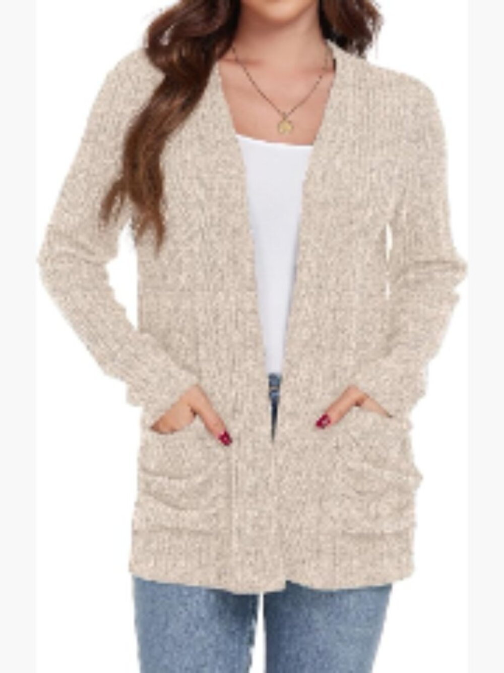 Long Sleeve Lightweight Open Front Cardigan Sweater with Pockets